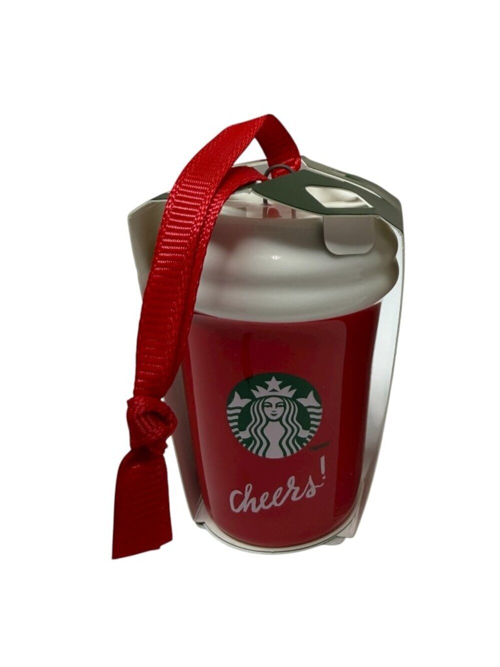Starbucks 2025 Holiday Red Ceramic Mini Hot Cup Cheers! Tree Ornament RARE NEW